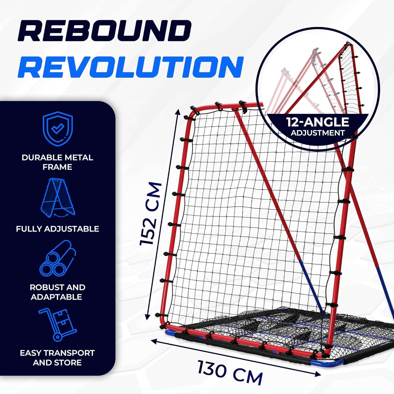 Baseball Rebounder Net | 12-Angle Baseball Pitching Net w/ 9 Pocket Nets – Softball & Baseball Training Equipment – Multi-Sport Bounce Back Net for Soccer, Volleyball, Basketball, Lacrosse & More